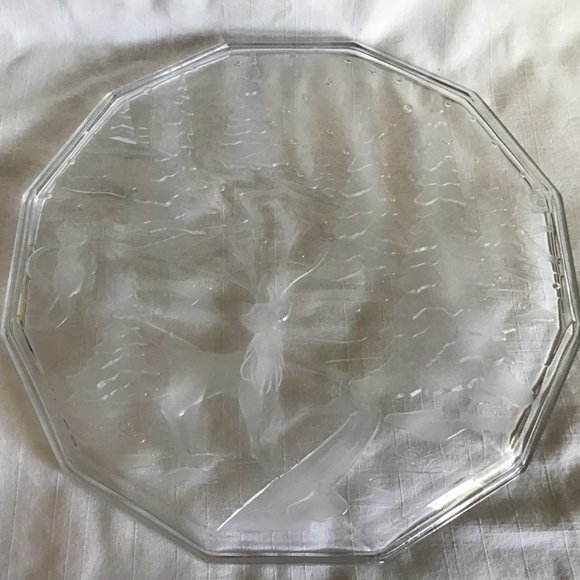 Large Glass Christmas Holiday  Serving / Hostess Platter / Plate - Picture 3 of 4